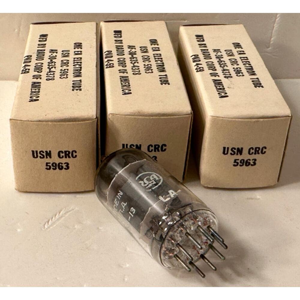 Lot of 3 RCA USN CRC 5963 Black Plate Foil Getter Tubes USA New In Box